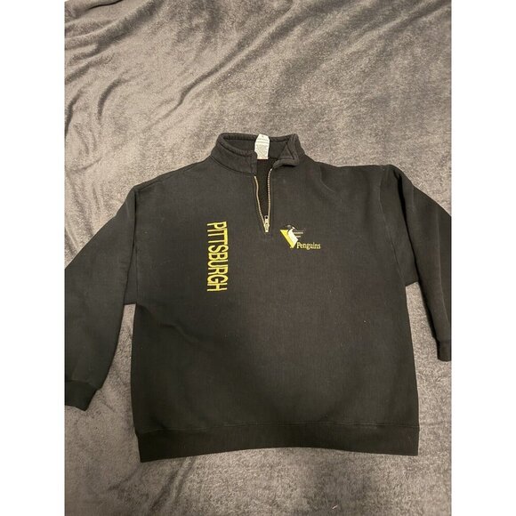 Pittsburgh Penguins NHL Black Pullover Quarter Zip Mock Neck Jacket-Women's L - Picture 1 of 5